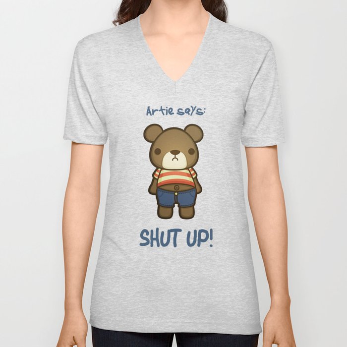 Artie the Grumpy Bear V Neck T Shirt