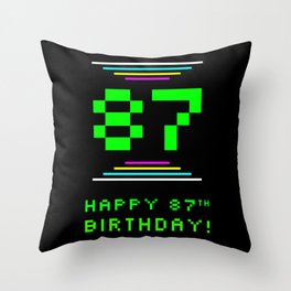 [ Thumbnail: 87th Birthday - Nerdy Geeky Pixelated 8-Bit Computing Graphics Inspired Look Throw Pillow ]
