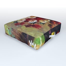 Red Poppies, Dahlias, Daises, Begonia, Parrot Tulips in Vase Tuscany Still Life by Vincent van Gogh Outdoor Floor Cushion | Roses, Spring, Begonia, Painting, Petunia, Blossoms, Hibiscus, Floral, Periwinkles, Poppy 