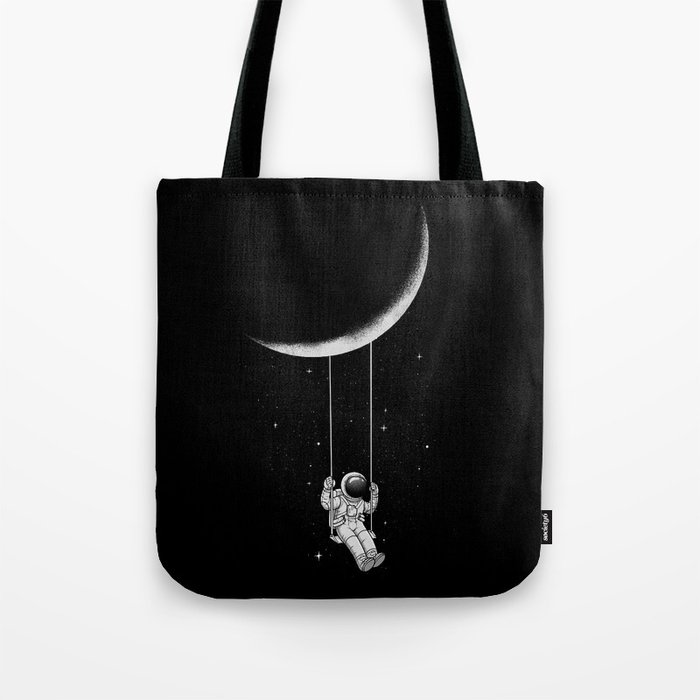 Moon Swing Umhängetasche | Drawing, Digital, Other, Black-&-white, Illustration, Cartoon, Astronaut, Mond, Weltraum, Humor