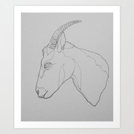 Float Your Goat Art Print | Design, Black and White, Graphite, Minimalism, Illustration, Dotwork, Drawing, Goat, Other, Nature 