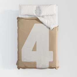 4 (White & Tan Number) Duvet Cover