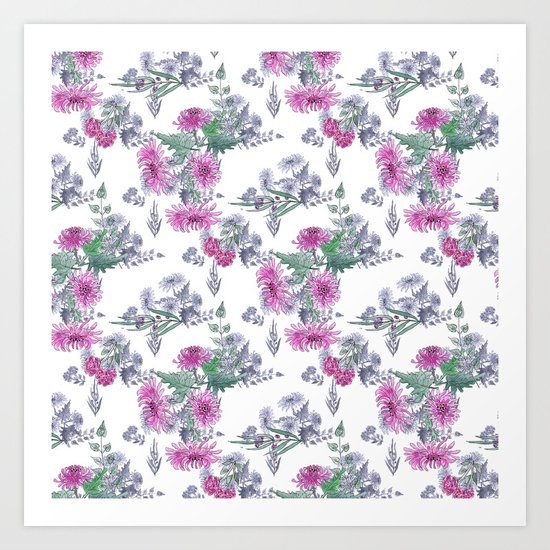 Watercolor floral pattern . 11 Art Print