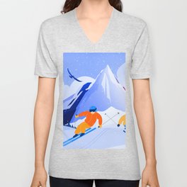 Love Skiing  V Neck T Shirt