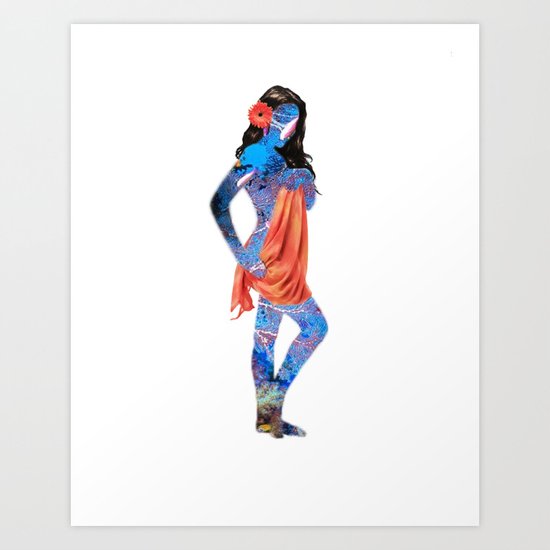 Water Pin Up Girl Art Print
