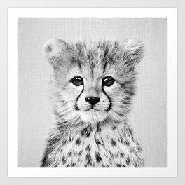 Baby Cheetah - Black & White Art Print
