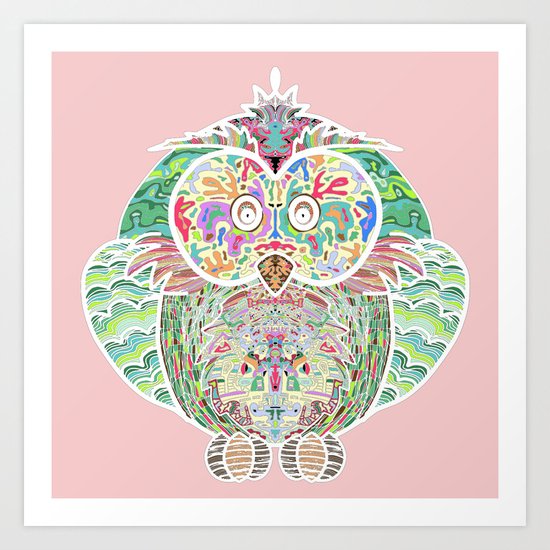 RAINBOW OWL Art Print