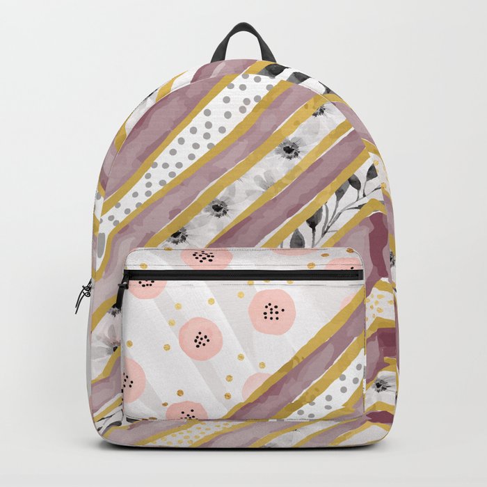 Geometrical and watercolor flowers Backpack