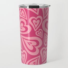 Retro Swirl Love - pink on pink  Travel Mug