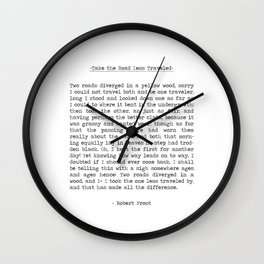 Take the Road Less Traveled poem/quote by Robert Frost Wall Clock