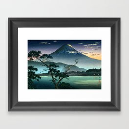 Tsuchiya Koitsu - Fuji from Lake Sai Evening View - Japanese Vintage Woodblock Painting Framed Art Print