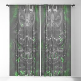 skull Green bio spark Sheer Curtain