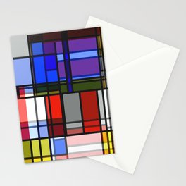 Manic Mondrian Style Retro Color Composition Stationery Card
