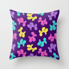 balloon dogs - multi on purple Throw Pillow