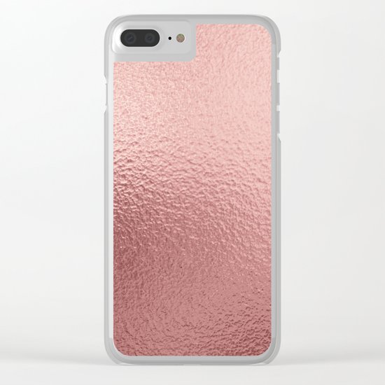 Rose quartz- pink metal foil background Clear iPhone Case