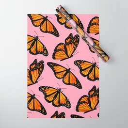 Monarch Butterfly Pattern-Pink Wrapping Paper