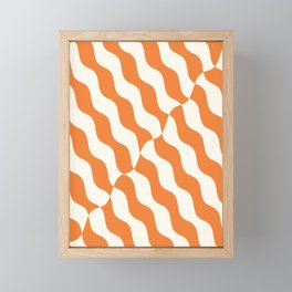 Retro Wavy Abstract Swirl Pattern in Orange Framed Mini Art Print