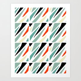 Mid Century Modern Colorful Abstract Square Shapes Pattern Art Print