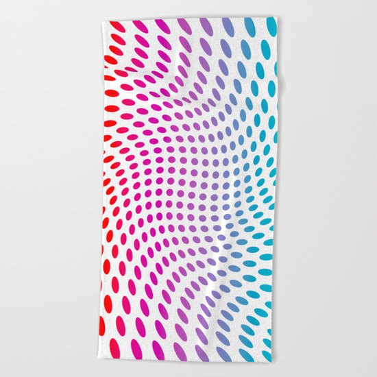 Approaching and receding shapes in CMYK - Optical game 17 Beach Towel