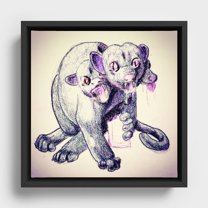 Nightmare Kinkajou Framed Canvas