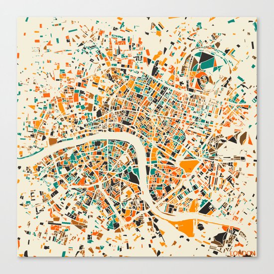 London Mosaic Map #4 Canvas Print