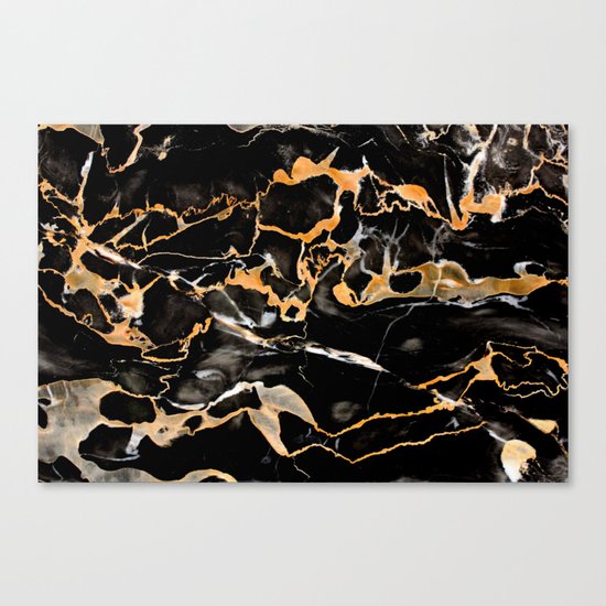 Black & gold marble Canvas Print