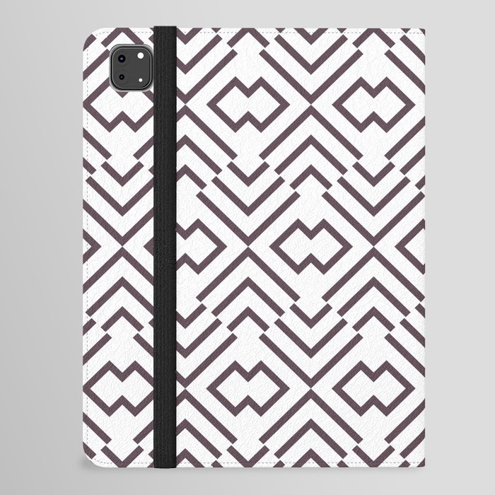 Dark Purple and White Art Deco Shape Pattern Pairs DE 2022 Trending Color Grapes of Wrath DET409 iPad Folio Case
