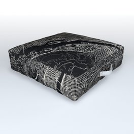 PORTLAND USA - Black and White City Map Outdoor Floor Cushion