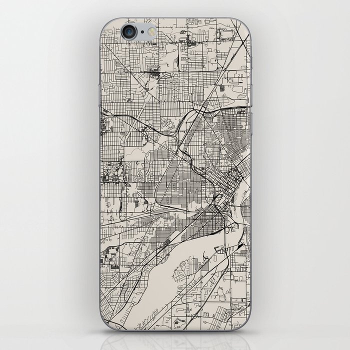 USA, Toledo - Black & White City Map iPhone Skin