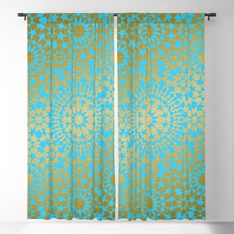 Moroccan Nights - Gold Teal Mandala Pattern 1 - Mix & Match with Simplicity of Life Blackout Curtain