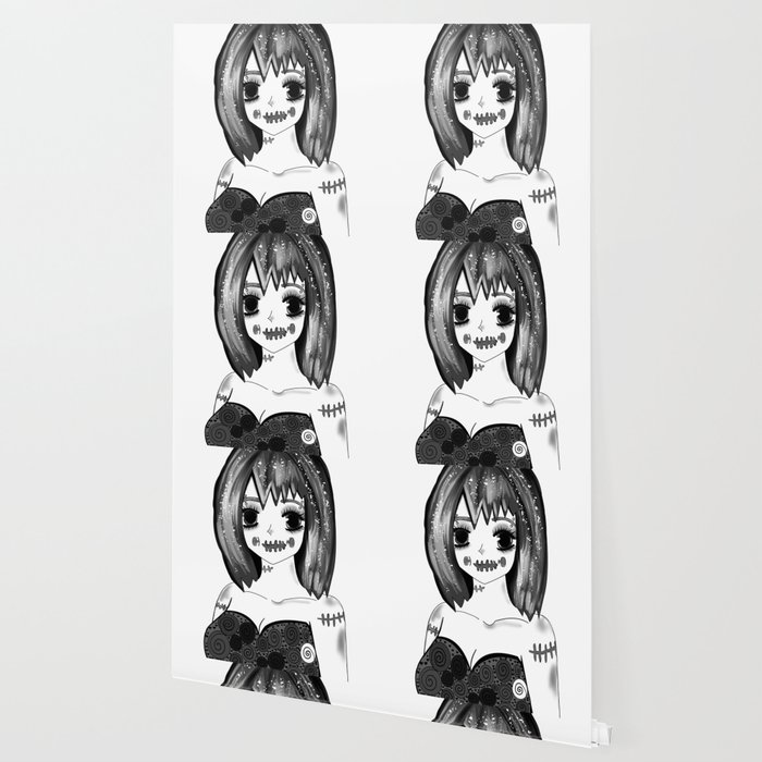 Anime Zombie Girl Black And White Wallpaper By Green Cow Society6