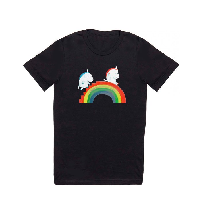 Unicorn on rainbow slide T Shirt