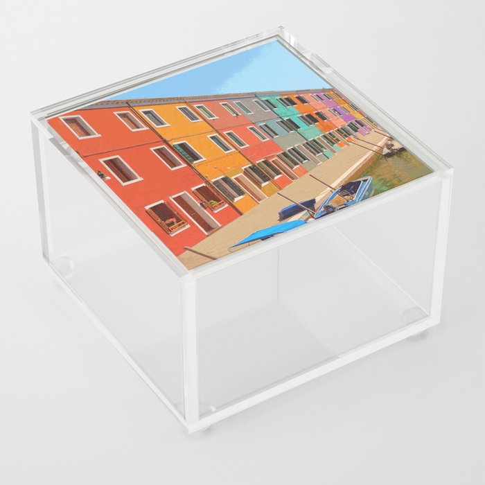 Brightly Coloured Homes Burano Venice Italy #3 Acrylic Box