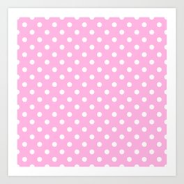 Light Hot Pink And White Polka Dots Art Print | Digital, Girly, Cutebackground, Aestheticdot, Weddings, Circles, Simple, Whitepolkadots, Monochrome, Monotone 