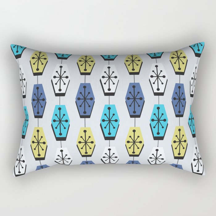 Mid Century Modern Hexagons Turquoise Rectangular Pillow