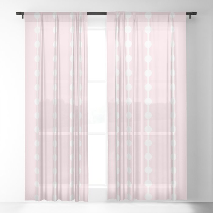 Geometric Droplets Pattern Linked Pastel Pink And White Sheer