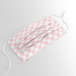 Large Soft Pastel Pink and White Checkerboard Face Mask