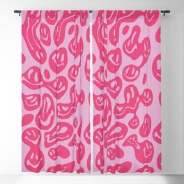 Hot Pink Dripping Smiley Blackout Curtain | Aesthetic, Smileyface, Dripsmileyface, Meltingsmiley, Happy, Drippingsmiley, Drippy, Trippy, Cheap, Drippingsmile 