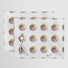 Disco ball yellow- white/transparent background Placemat