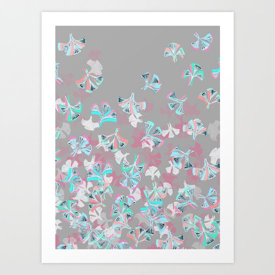 Flight - abstract in pink, grey, white & aqua Art Print