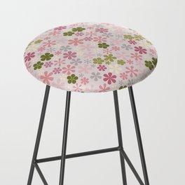 pink and green eclectic daisy print ditsy florets Bar Stool