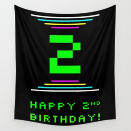 [ Thumbnail: 2nd Birthday - Nerdy Geeky Pixelated 8-Bit Computing Graphics Inspired Look Wall Tapestry ]