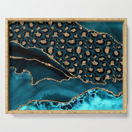 Blue & Gold Leopard Agate Serving Tray