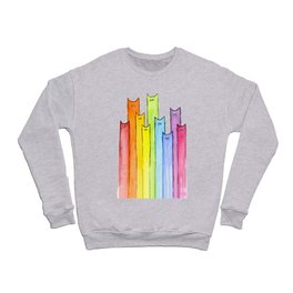 Cat Rainbow Watercolor Pattern Crewneck Sweatshirt