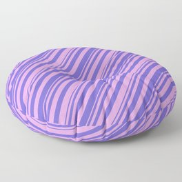 [ Thumbnail: Plum & Slate Blue Colored Lined Pattern Floor Pillow ]