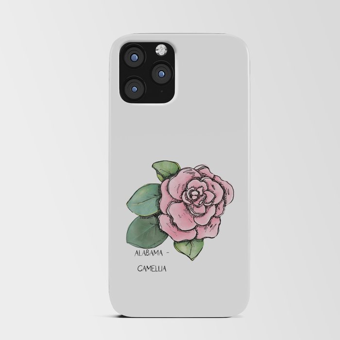 Alabama State Pride | Alabama State Flower Camellia watercolor painting | US State Collection State Icon Illustration | road trip travel tracker iPhone Card Case