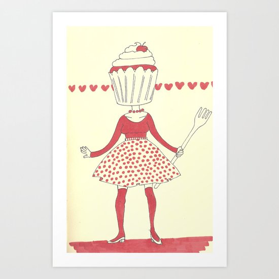 Cupcake girl Art Print