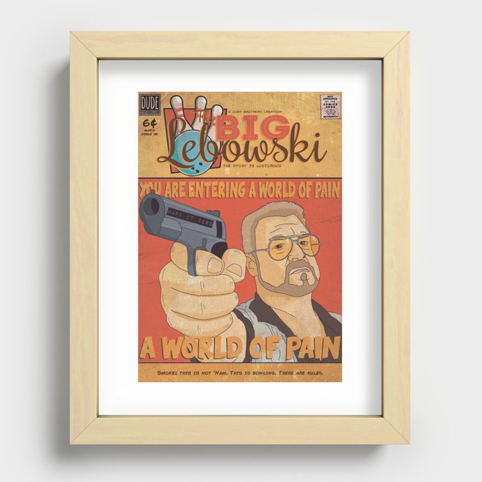 The Big Lebowski Comic Style Print Recessed Framed Print