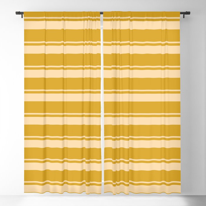 Tan and Goldenrod Colored Stripes Pattern Blackout Curtain