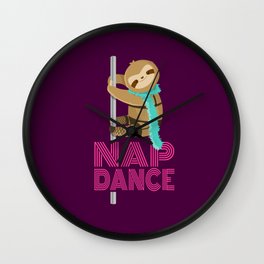 Funny Nap Dance Neon Sign Cute Sloth Pole Dancer Wall Clock